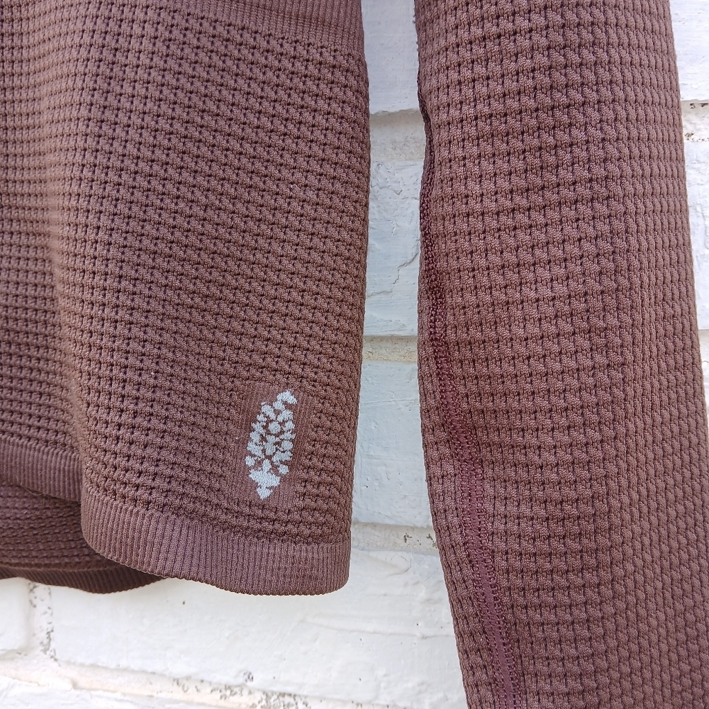 FP Movement by Free People Chocolate Brown Long Sleeve Waffle Henley - Picture 5 of 8